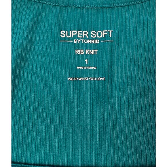 Super soft ribbed knit torrid blue sz 1 1X basic minimalist layering top NWOT - Picture 5 of 7